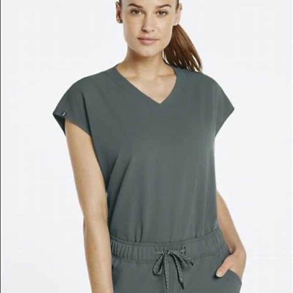 Womens Jaanuu Olive Green Scrub Set Large